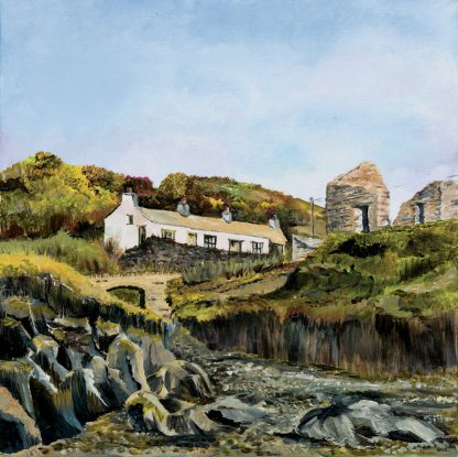 Aberfelin Cottages and Old Mill.  Original Painting.