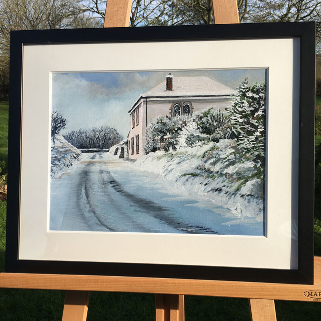 Original Paintings and Prints for Christmas: 'Ty'r Ysgol yn y Eira'