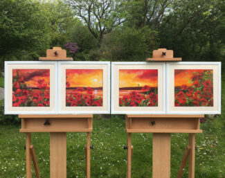 Jill Jones Exhibition in Caernarfon: 'Gold and Poppies': a polyptych. 