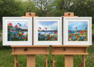 Paintings of the Pembrokeshire Coast "Wild Flower Happy Place' triptych
