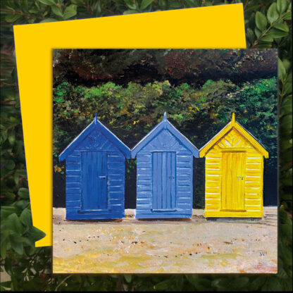 Beach Huts. Greetings card.