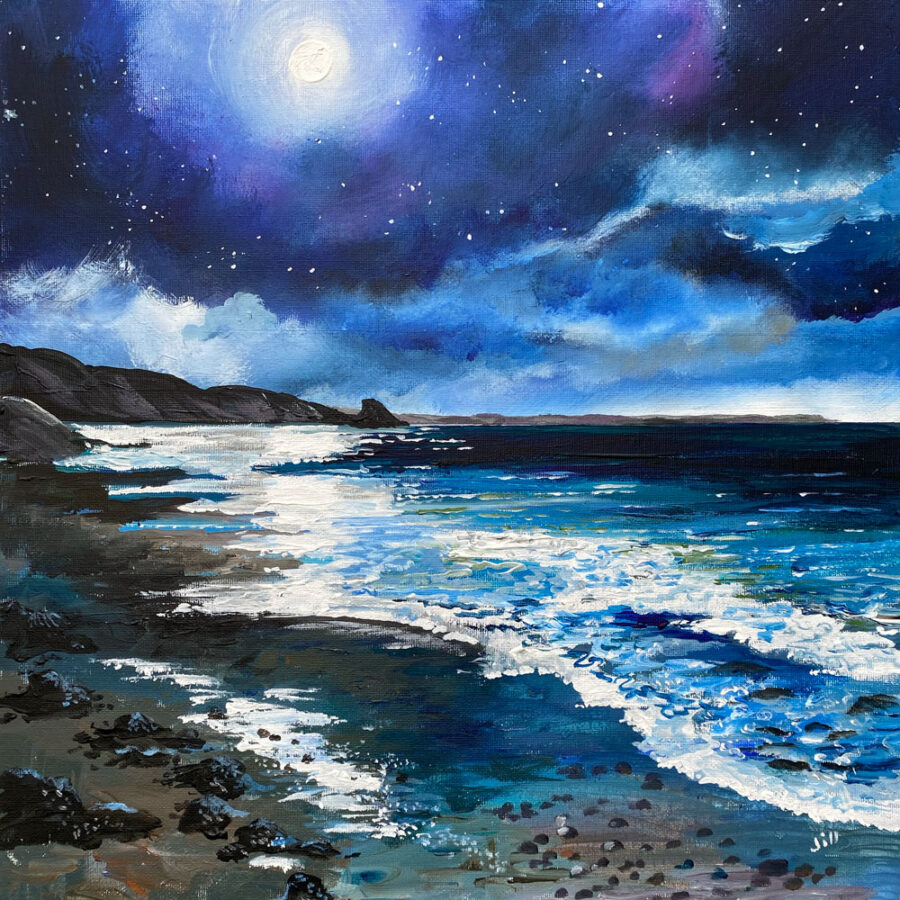 Paintings of the Welsh Coast: Midnight Waves Whispers